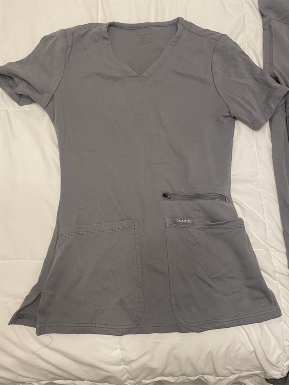 Jaanuu Gray Scrub Top XXS V Neck Top